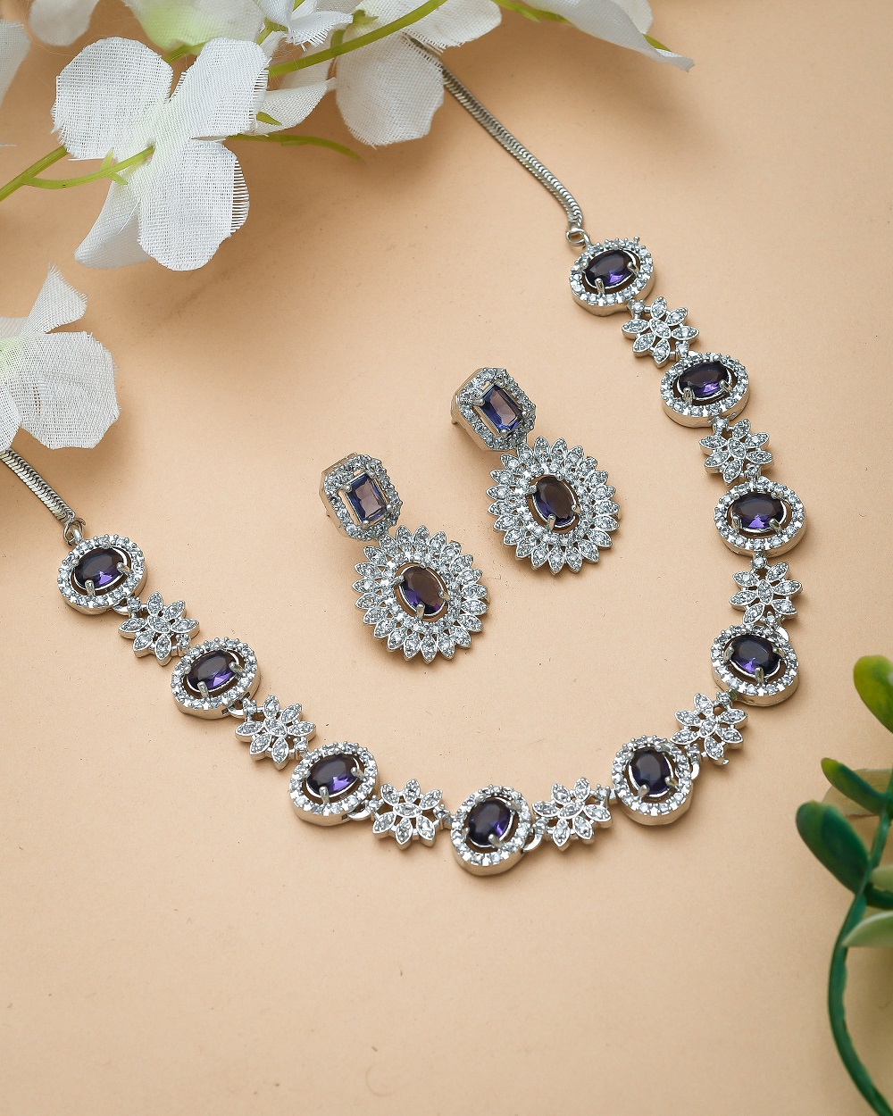 Black stone silver neckless